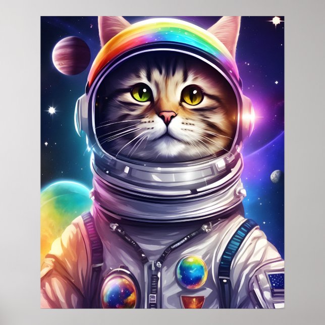 Póster Astronauta de gato de vaquero, gato de cadete espa (Frente)