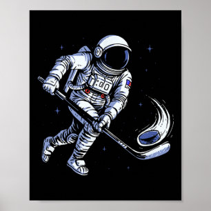Póster Astronauta de hockey espacial jugando en gravedad