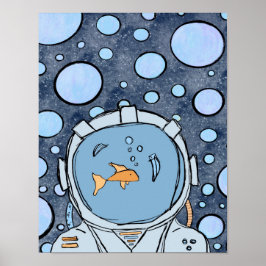 Póster Astronauta de peces extravagante en Poster espacia