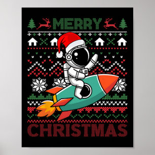 Póster Astronauta de Santa Hat Navidades Feo