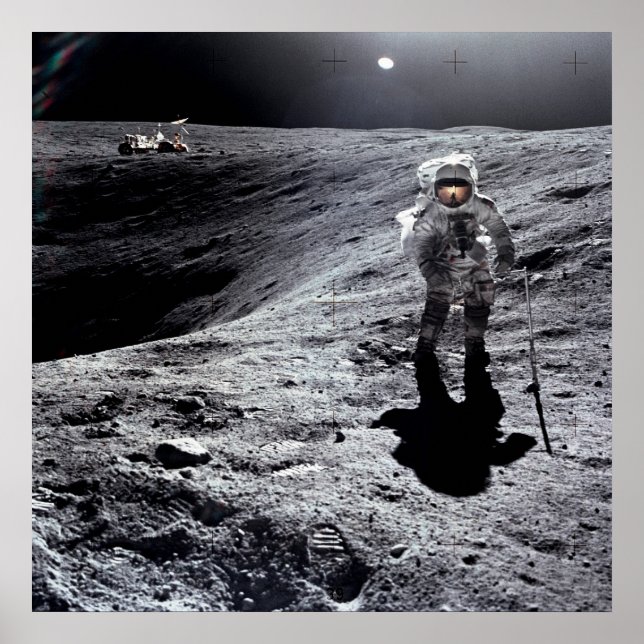 Póster Astronauta del Apolo 16 en la luna (Frente)