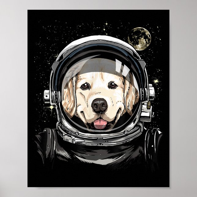 Póster Astronauta del espacio ultraterrestre Golden Retri (Frente)