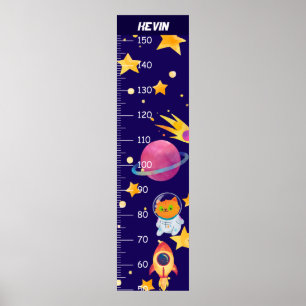 Póster Astronauta del gato en el gráfico de crecimiento e
