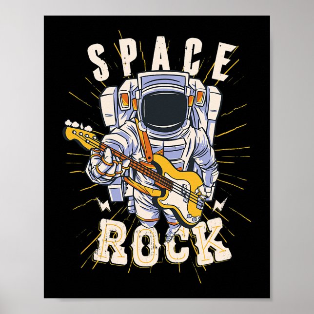 Póster Astronauta del rock espacial Guitarra Amantes De L (Frente)