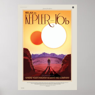 Póster Astronauta del sistema de la estrella binaria en