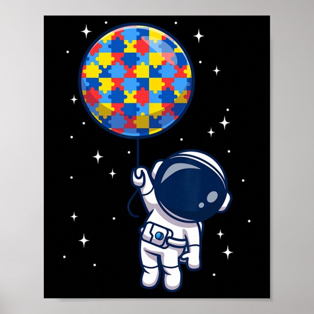 Póster Astronauta divertida Bylloon Autism Awareness Spac (Frente)