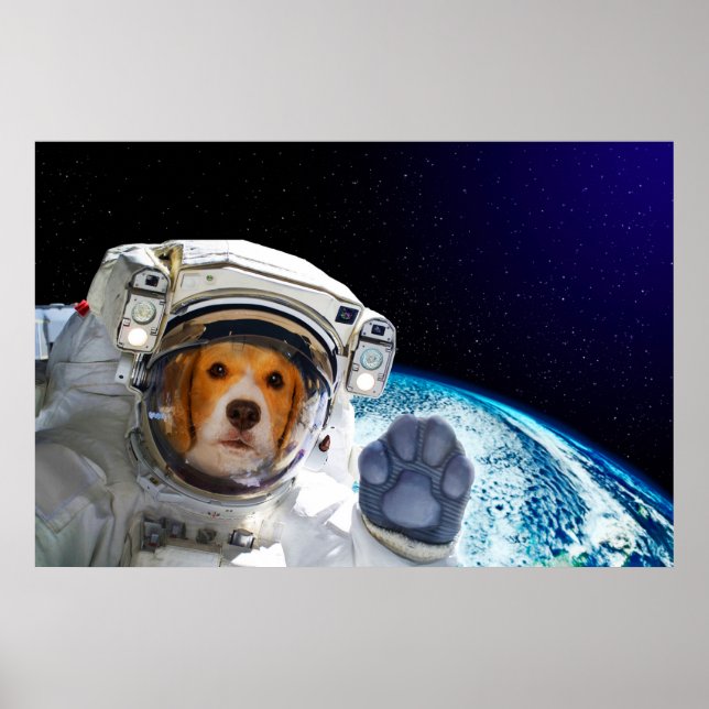 Póster Astronauta divertida de perros (Frente)