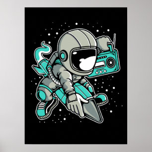 Póster Astronauta en cohetes y Túnez