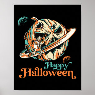 Póster Astronauta en el espacio ultraterrestre Calabaza p