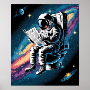 Póster Astronauta en el inodoro