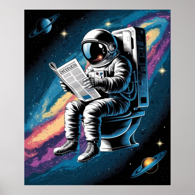 Póster Astronauta en el inodoro (Frente)