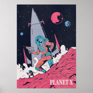 Póster Astronauta en el planeta en el espacio