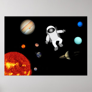 Póster Astronauta en el sistema solar
