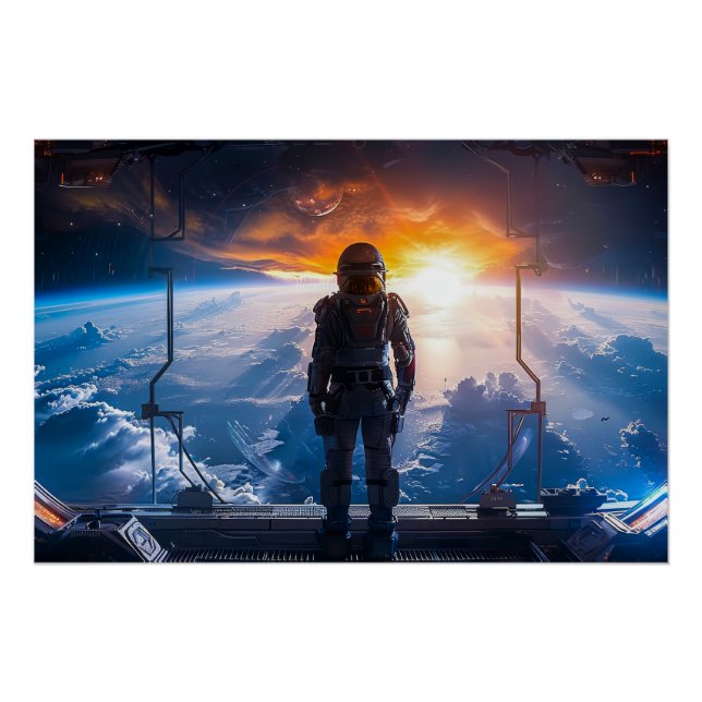 Póster Astronauta en el Viewport (Anverso)