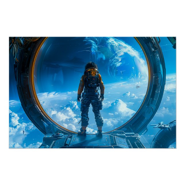 Póster Astronauta en el Viewport (Anverso)