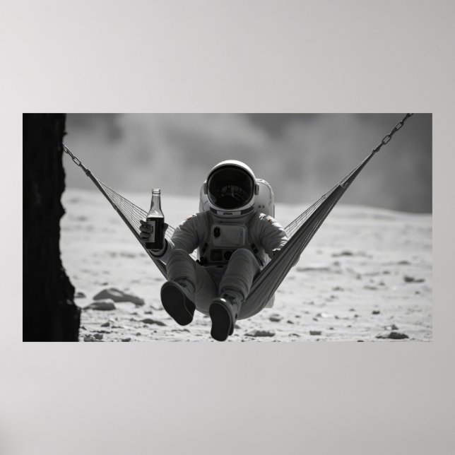 Póster Astronauta en hamaca en la luna  (Frente)