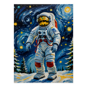 Póster Astronauta en la selva de invierno