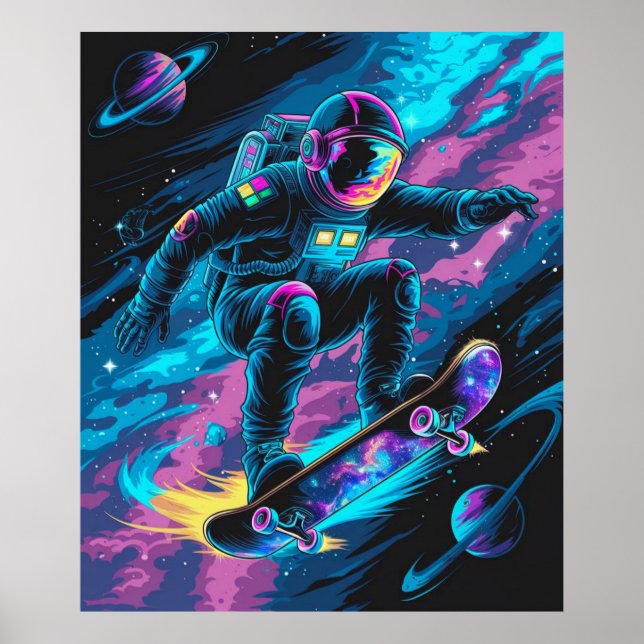 Póster Astronauta en monopatín (Frente)