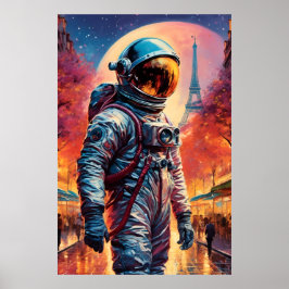 Póster astronauta en París