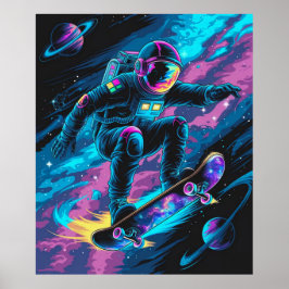 Póster Astronauta en una patineta