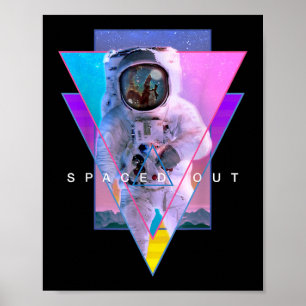 Póster Astronauta Espaciado Fuera Estético Vaporwave Exte