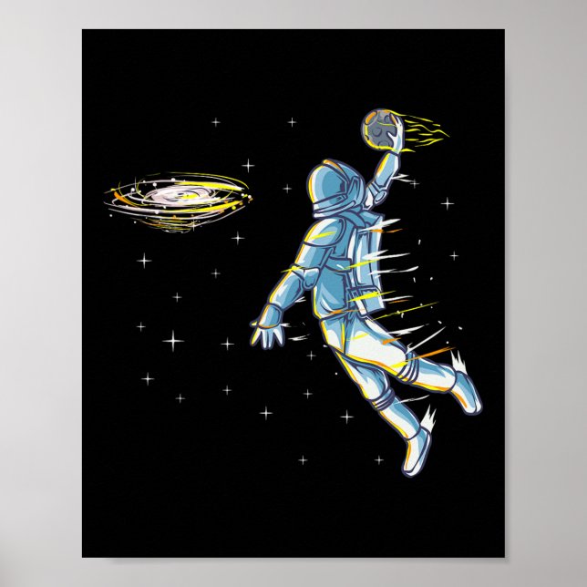 Póster Astronauta espacial Bysketbyll Slam Dunk Jam Sport (Frente)