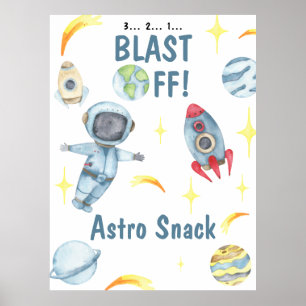 Póster Astronauta espacial Cumpleaños Astro Snack