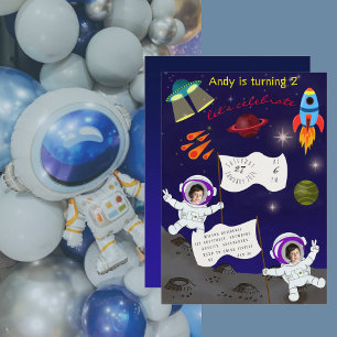 Póster Astronauta espacial de cumpleaños Personalizado Gl