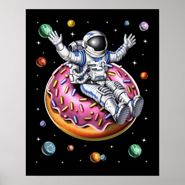 Póster Astronauta espacial en bicicleta por Donut (Frente)