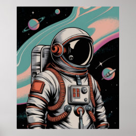 Póster Astronauta Espacial Vintage