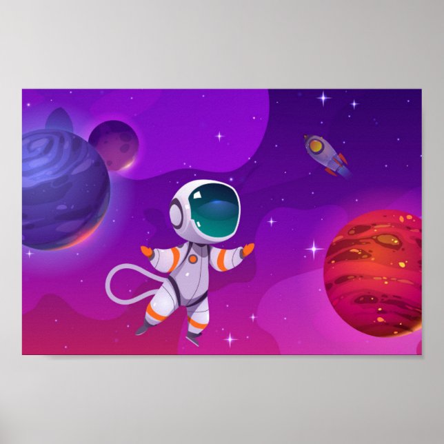 Póster astronauta explorando el sistema solar en el espac (Frente)
