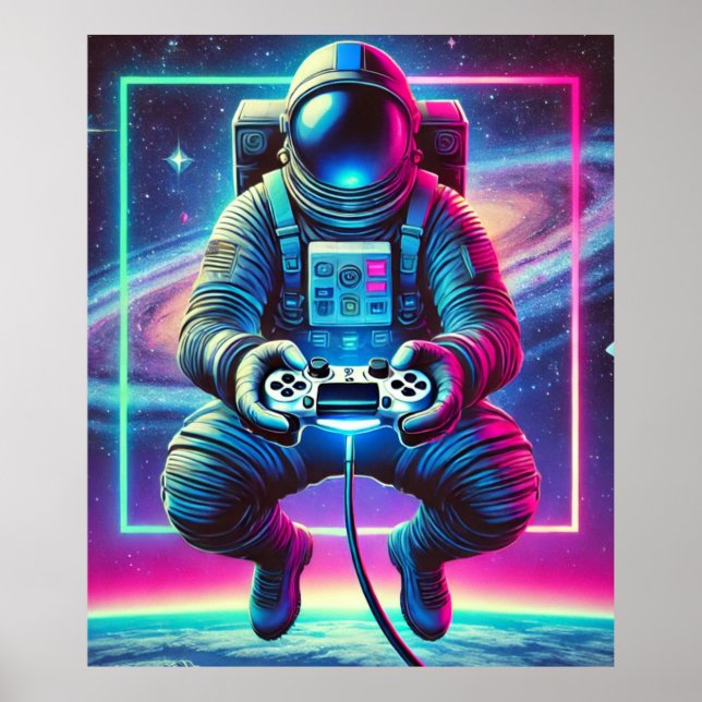 Póster Astronauta Gamer (Frente)