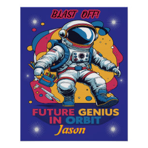 Póster Astronauta: Genio del Futuro en Órbita
