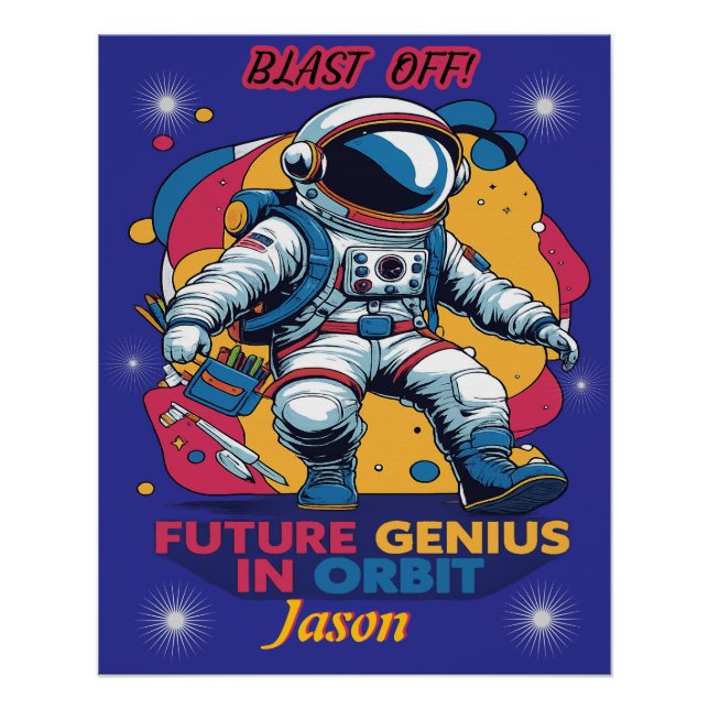 Póster Astronauta: Genio del Futuro en Órbita (Anverso)