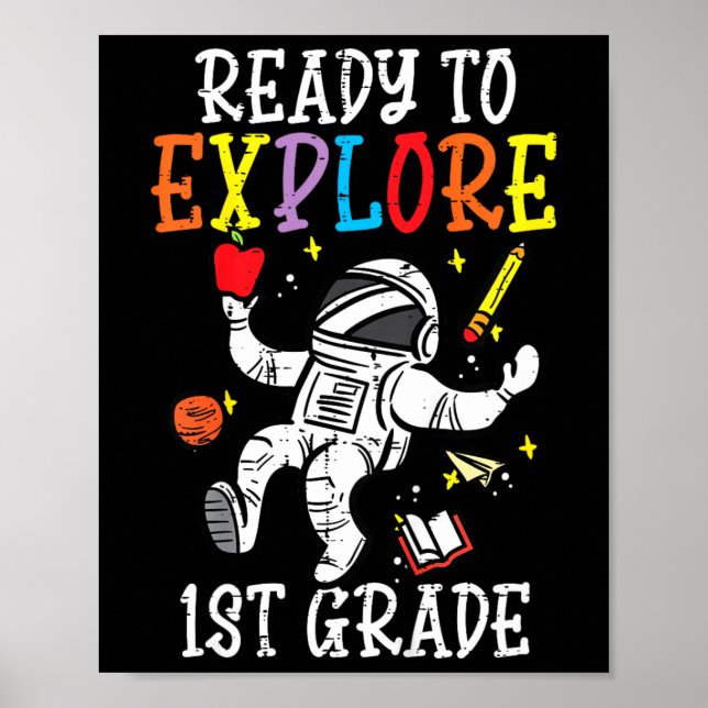 Póster Astronauta infantil listo para explorar el primer  (Frente)