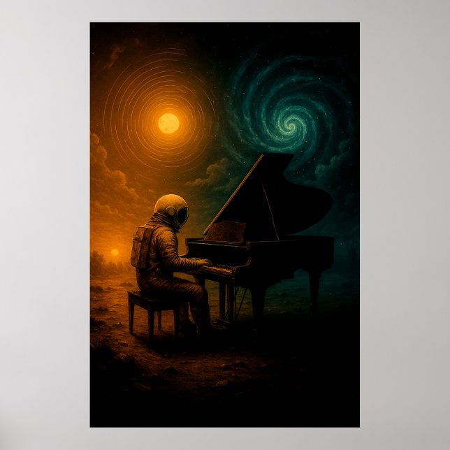 Póster Astronauta juega al piano en realidad dividida - s (Frente)