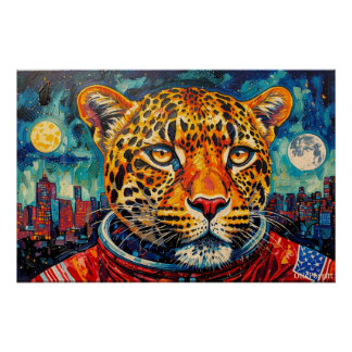 PÓSTER ASTRONAUTA LEOPARDO - VOLVIENDO A CASA