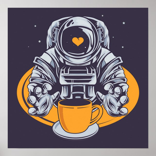 Póster Astronauta Love Coffee (Frente)
