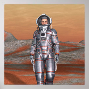 Póster Astronauta Marte - Explorador Espacial en Planeta 