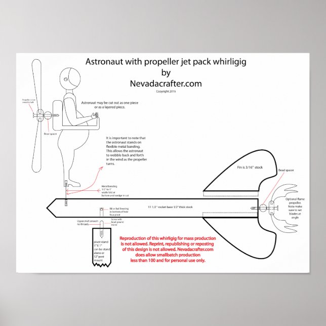 Póster Astronauta mochila de chorro diseño de remolinos (Frente)
