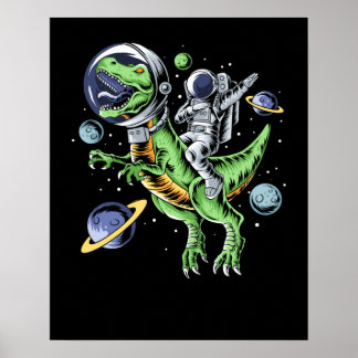 Póster Astronauta montando T-Rex Dinosaur Astro T-Rex Spa