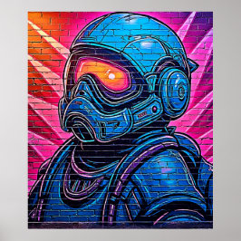 Póster Astronauta Neon Cyberpunk