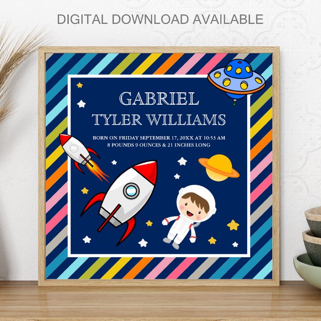 Póster Astronauta Niño Recién Nacido Estadísticas de Naci (Subido por el creador)