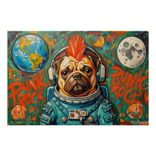PÓSTER ASTRONAUTA PUG PUNK ROCK 4