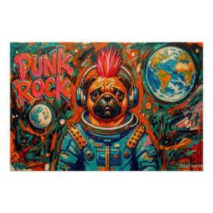PÓSTER ASTRONAUTA PUG PUNK ROCK 6