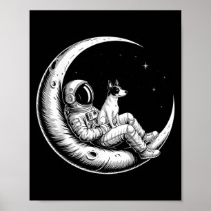 Póster Astronauta Rat Terrier Galaxy Moon Dog Avers