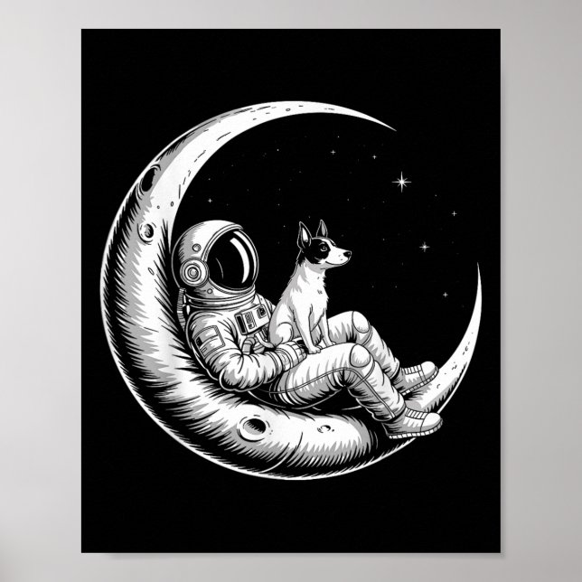 Póster Astronauta Rat Terrier Galaxy Moon Dog Avers (Frente)