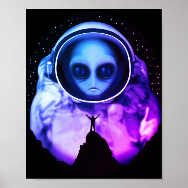 Póster Astronauta retro alienígena (Frente)