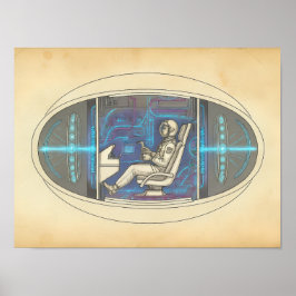 Póster Astronauta Retro en UAP Futurista