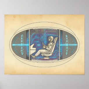Póster Astronauta Retro en UAP Futurista